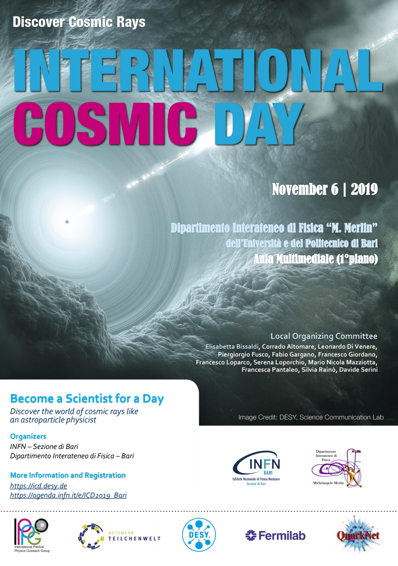 International Cosmic Day 2019 BARI (6 November 2019) Overview